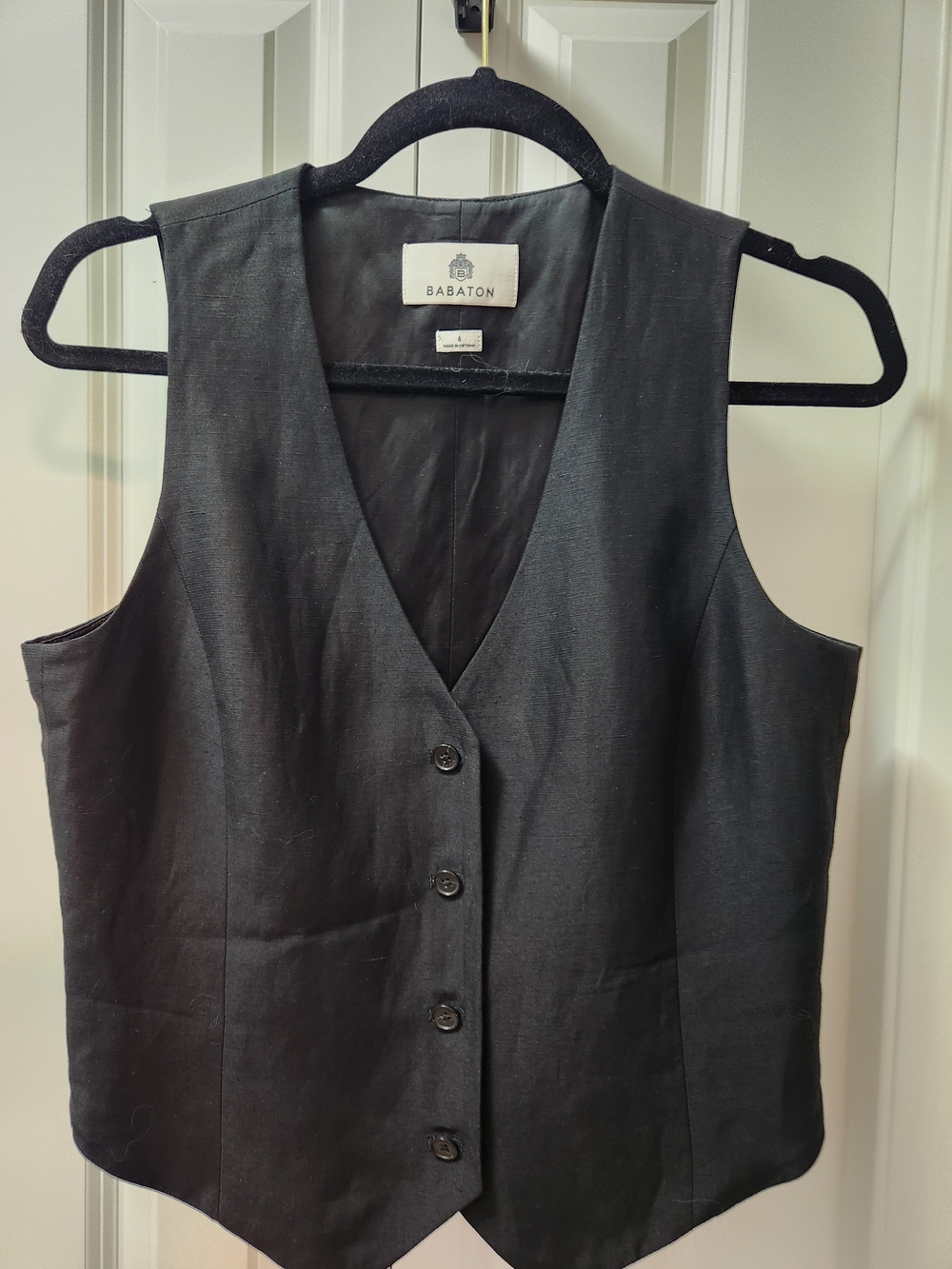 Babaton Black Tailored Button-Front Vest